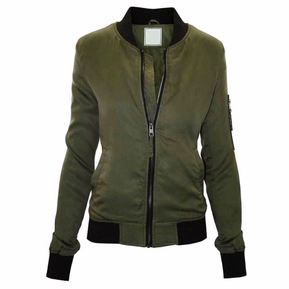 Cielo Tencel Bomber Jacket Olive Green L